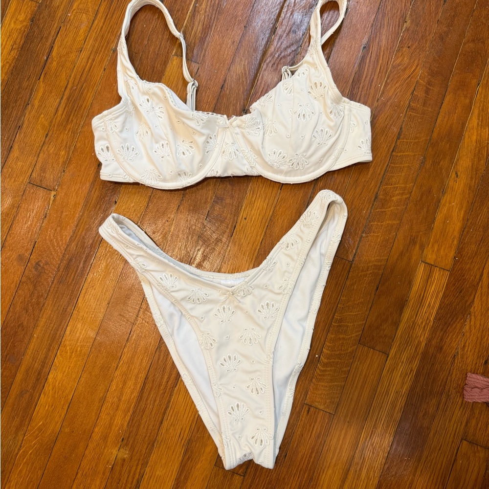 White Eyelet Bikini Set